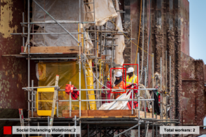 Use computer vision to identify workers and alert breach of social distancing rule